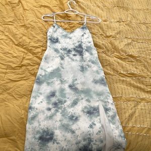 Satin dress with modest slit in the front